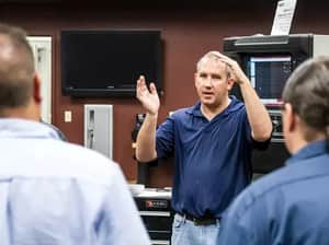 people discussing waterjet technology