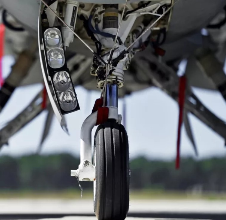 Image of fighter jet wheel