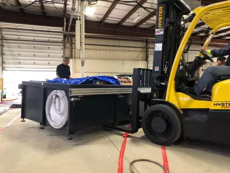 Scheduling a forklift for your new waterjet