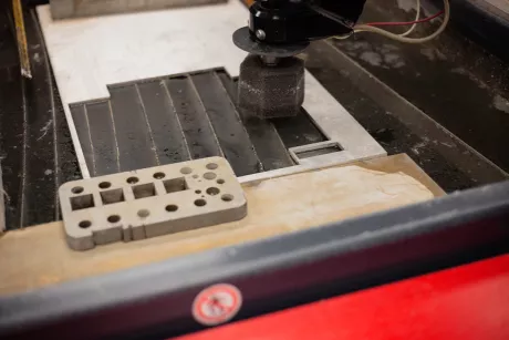 Slat bed on a MAXIEM waterjet
